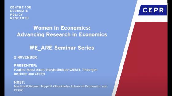 Blue background with white text "WE_ARE Seminar series" with CEPR logo